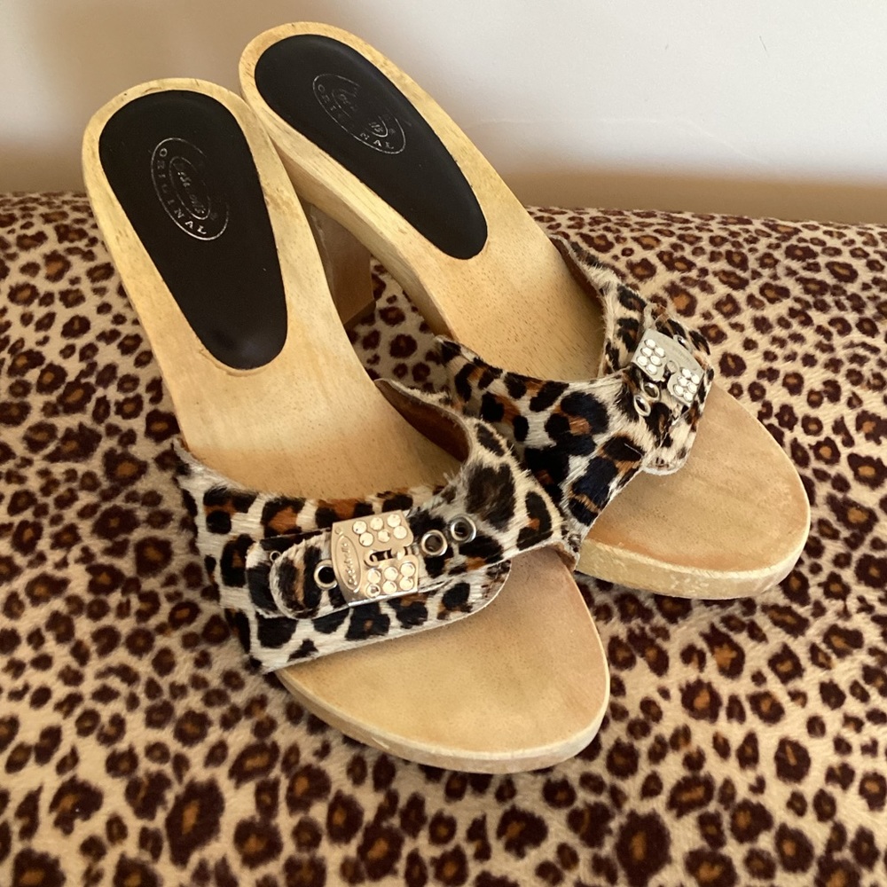 DR SCHOLL'S ORIGINAL Very Rare! Real fur printed Tigress Leopard Heels.